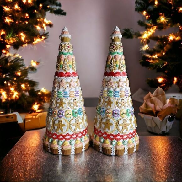 A Pair of Gingerbread Sweet Treat Decorative Tree 17” Tall - Picture 1 of 3